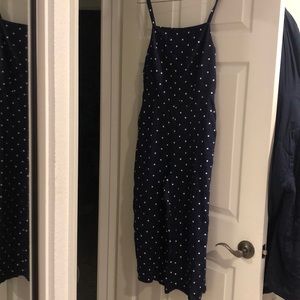 Navy blue polkadot romper